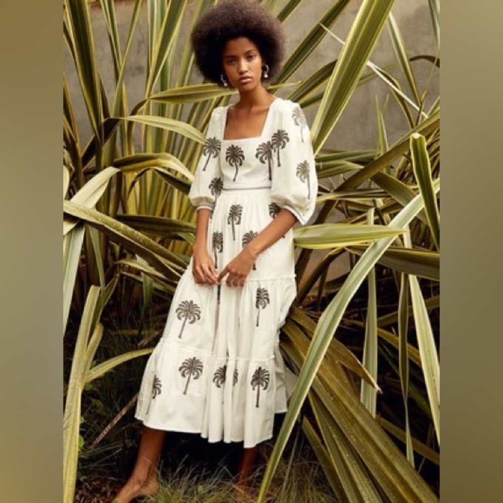 Agua Bendita Miel palm tree dress